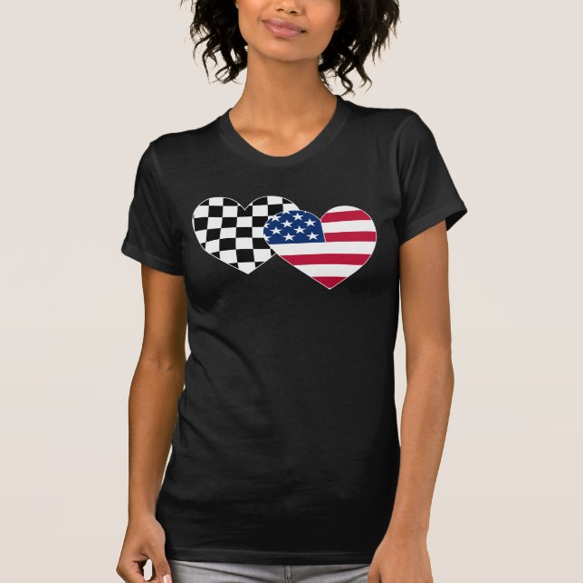 T-shirt Coeur checkered de drapeau des Etats-Unis de (Devant)