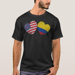 T-shirt Coeur Colombien Drapeau Américain Famille Patrioti