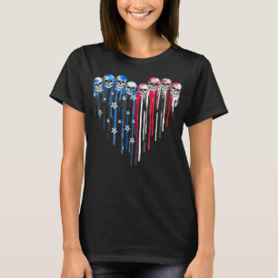 T-shirt Coeur crâne sucre Drapeau américain 4 juillet Patr