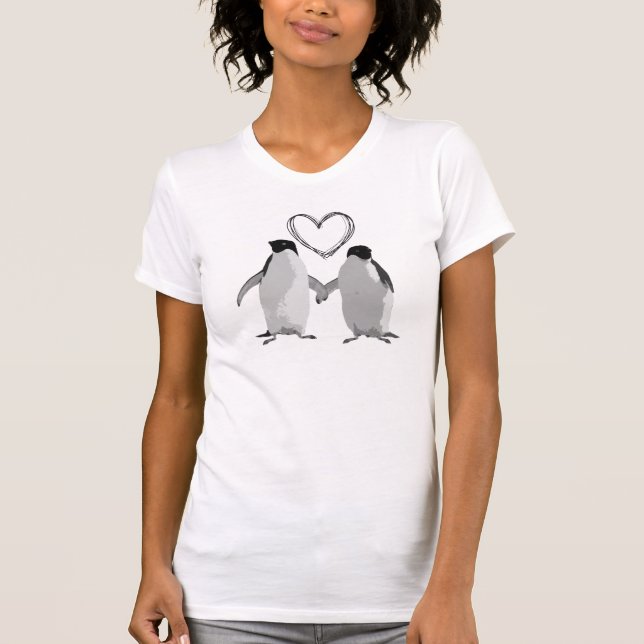 T-shirt Coeur d'amour de pingouin (Devant)