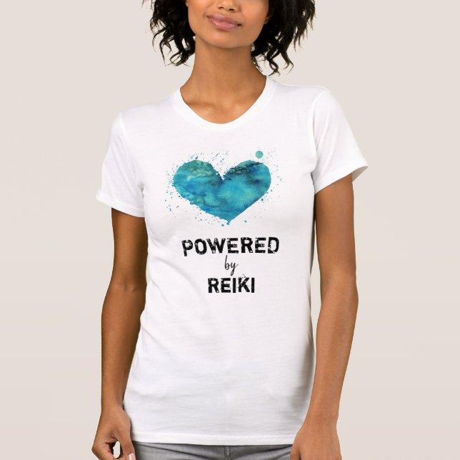T-shirt Coeur d'aquarelle de bleu de turquoise de Reiki de (Devant)