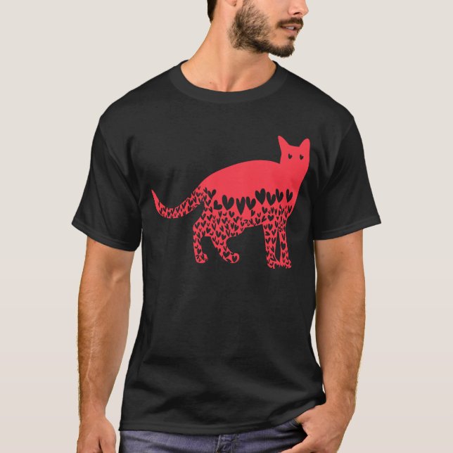 T-shirt coeur de chat de la Saint Valentin pour les filles (Devant)