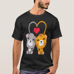 T-shirt Cœur de chat Saint Valentin Mignon Chat Chaton Amo