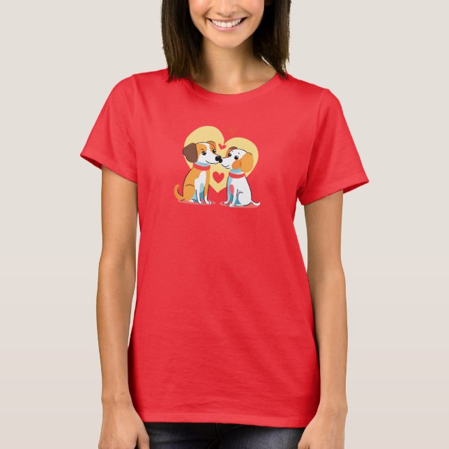 T-shirt Coeur de chiot de chien mignon Saint Valentin (Devant)