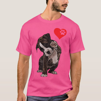 T-shirt Cœur de cinq élevé Bulldog Pup J'aime Boxer Amant