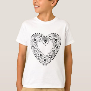 T-shirt Coeur de dentelle noir et blanc