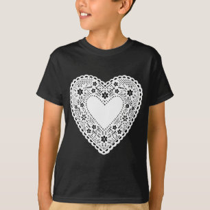 T-shirt Coeur de dentelle noir et blanc