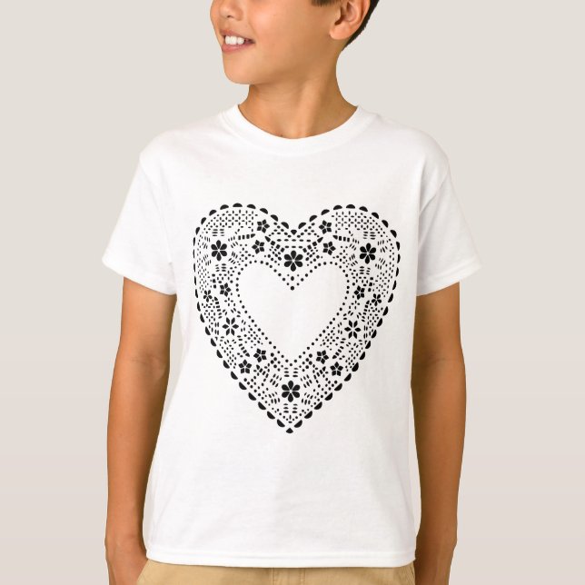T-shirt Coeur de dentelle noire (Devant)