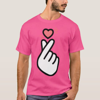 T-shirt Coeur de doigt coréen mou