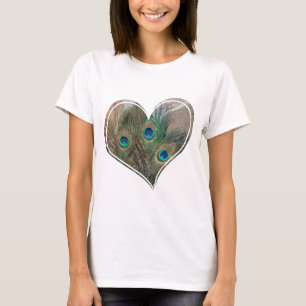 T-shirt Coeur de double de plume de paon