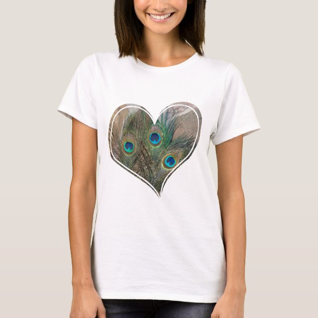 T-shirt Coeur de double de plume de paon (Devant)