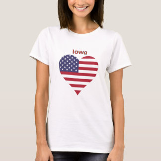 T-shirt Cœur de drapeau américain de l'Iowa