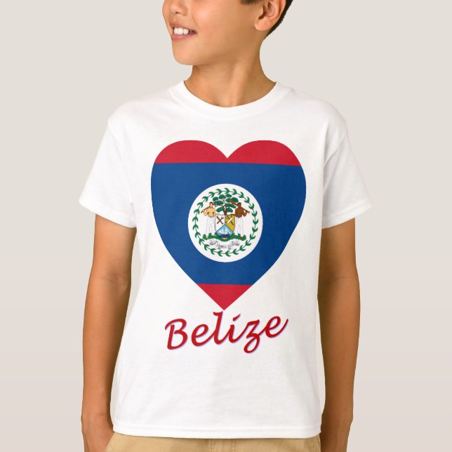 T-shirt Coeur de drapeau de Belize (Devant)