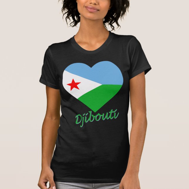 T-shirt Coeur de drapeau de Djibouti (Devant)