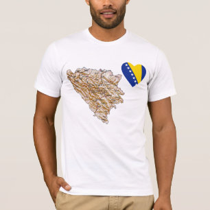 T-shirt Coeur de drapeau de la Bosnie-Herzégovine et