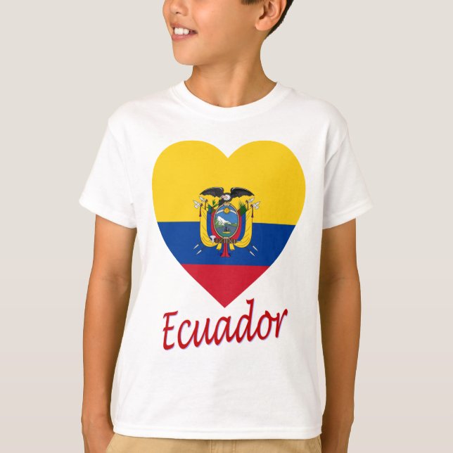 T-shirt Coeur de drapeau de l'Equateur (Devant)