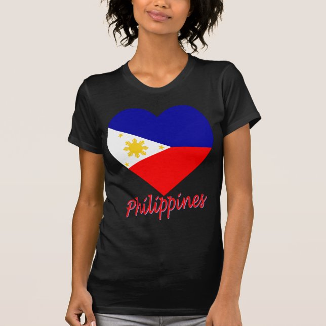 T-shirt Coeur de drapeau de Philippines (Devant)