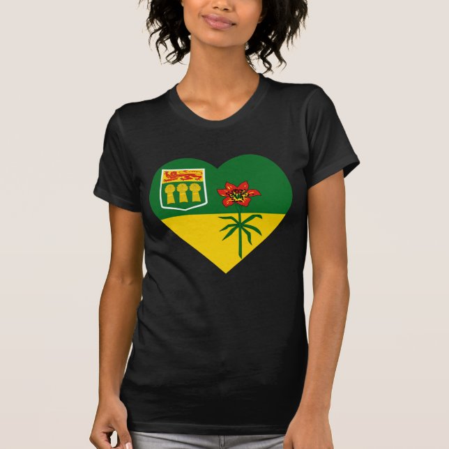 T-shirt Coeur de drapeau de Saskatchewan (Devant)