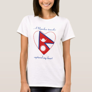 T-Shirt Cœur de Drapeau du Népal