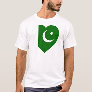 T-shirt Coeur de drapeau du Pakistan