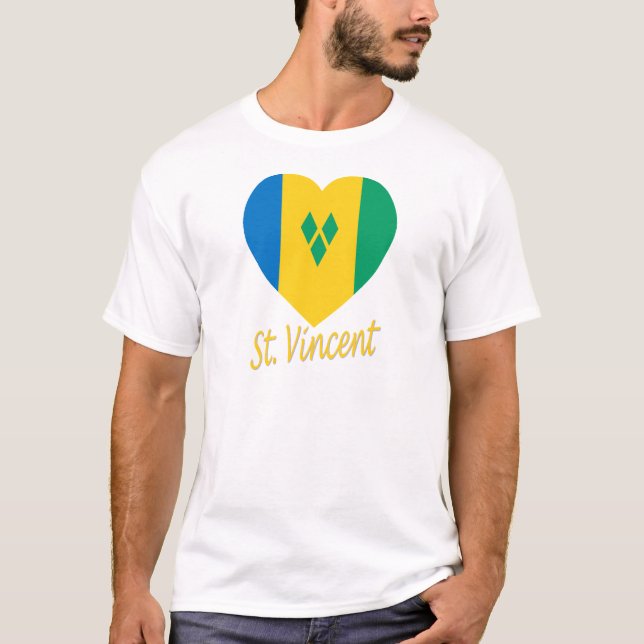 T-shirt Coeur de drapeau du Saint Vincent/grenadines (Devant)