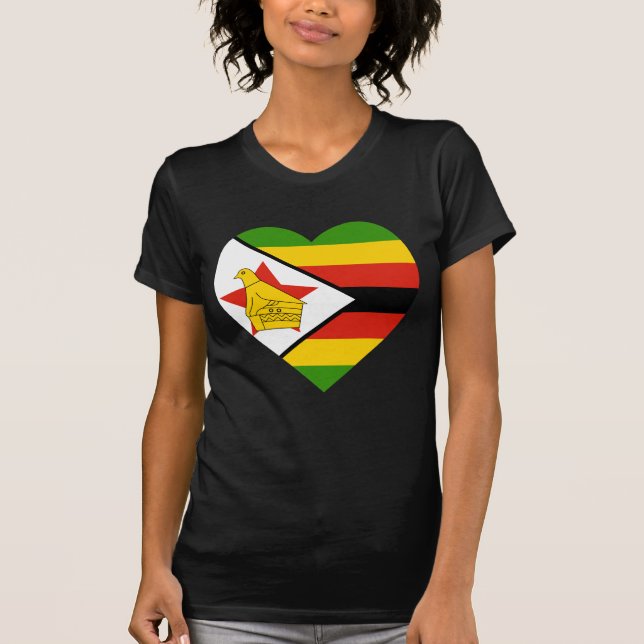 T-shirt Coeur de drapeau du Zimbabwe (Devant)