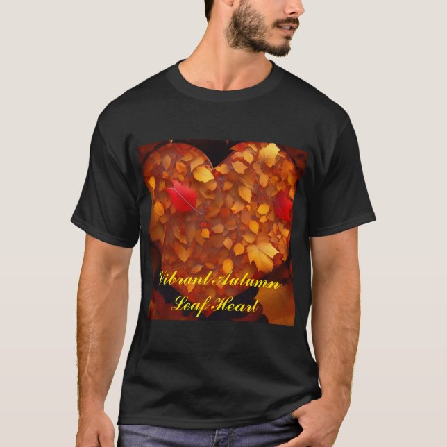 T-shirt Coeur de feuille d'automne vibrant (Devant)