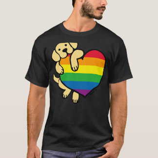 T-shirt Coeur De Fierté Jaune Du Labrador Et De L'Arc-En-C