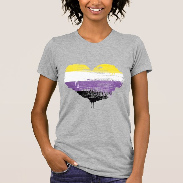 T-shirt Coeur de fierté non binaire (Devant)