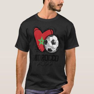T-shirt Cœur de football Drapeau du Maroc Football marocai