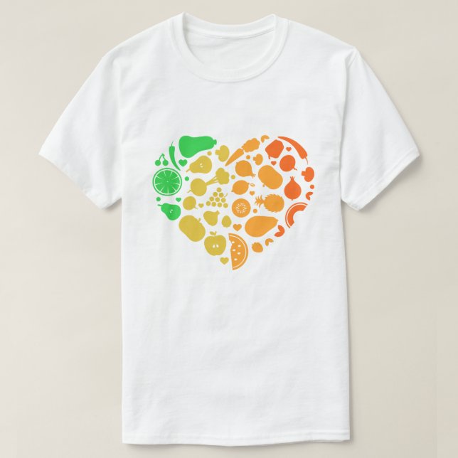 T-shirt Coeur de fruits et légumes - Great Vegan Gift (Design devant)