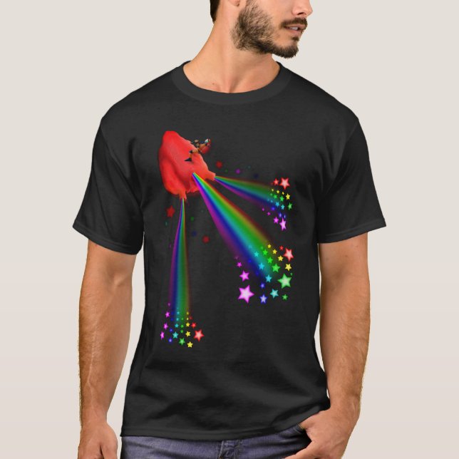 T-shirt coeur de fusée d'arc-en-ciel (Devant)