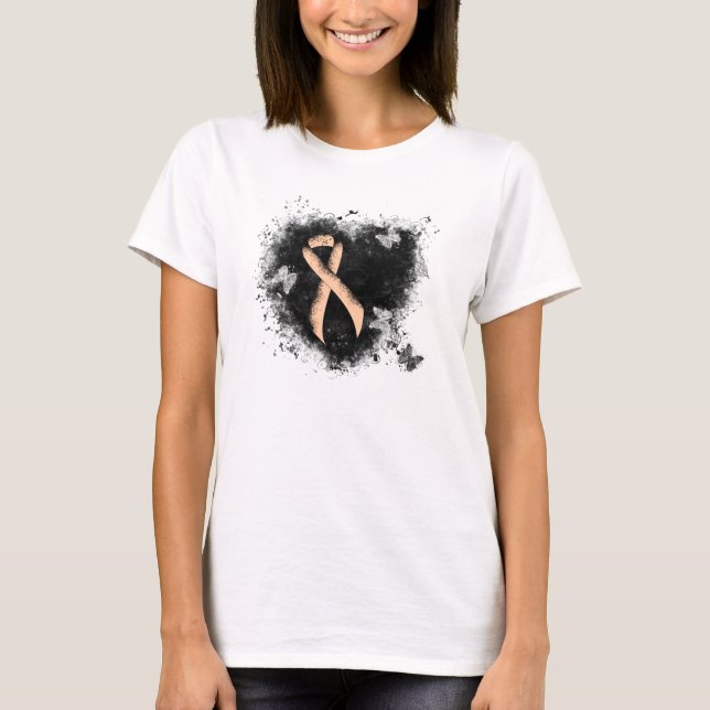 T-shirt Coeur de gravité du ruban de sensibilisation à la  (Devant)