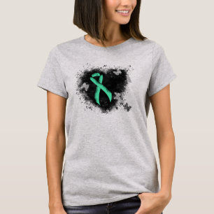 T-shirt Coeur de Grunge de la Monnaie vert de sensibilisat