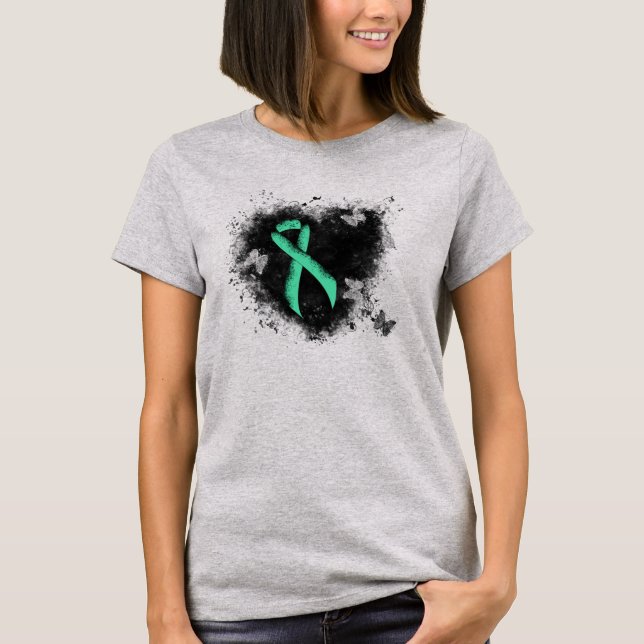 T-shirt Coeur de Grunge de la Monnaie vert de sensibilisat (Devant)