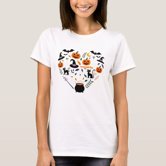 T-shirt Coeur de la magie d'Halloween (Devant)