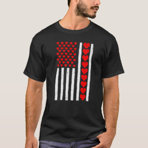 T-shirt Cœur de la Saint-Valentin Drapeau Américain Drôle