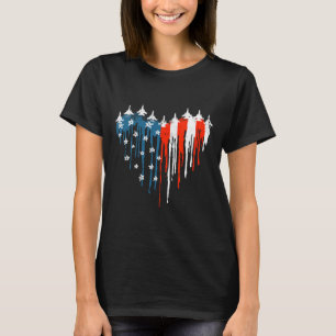 T-shirt Coeur de l'avion Rouge Blanc Bleu Drapeau Américai
