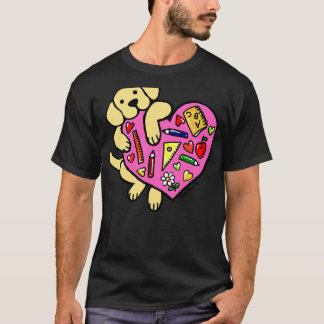 T-shirt Coeur De L'Enseignant Du Labrador Jaune
