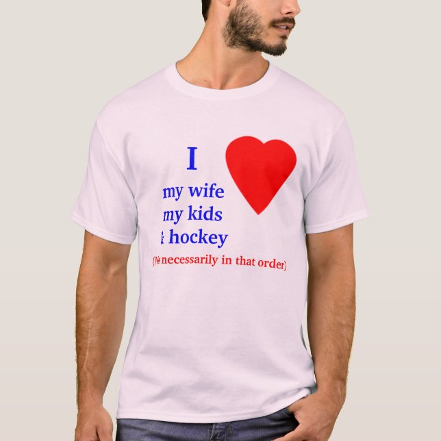 T-shirt Coeur de l'hockey I mon épouse (Devant)