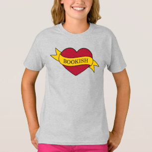 T-shirt Coeur de livre rose ruban jaune