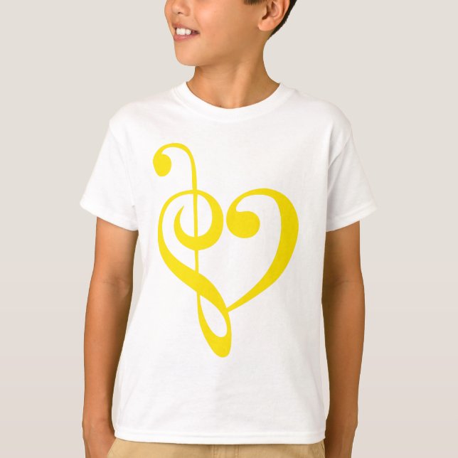 T-shirt Coeur de musique Jaune (Devant)