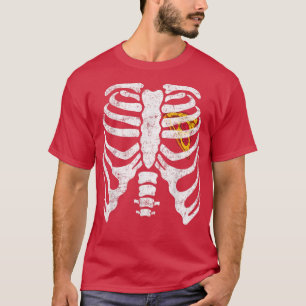 T-shirt Coeur de pizza dans Xray Ribcage Skeleton costume 