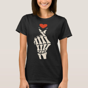 T-shirt Cœur de squelette main Halloween Saint-Valentin Fi