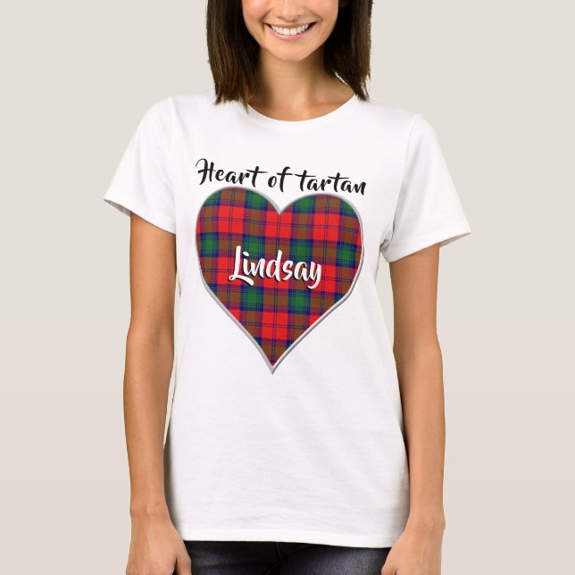 T-shirt Coeur de Tartan Clan Lindsay Plaid (Devant)