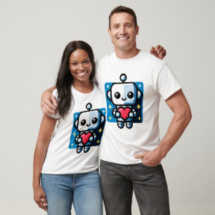 T-shirt Coeur de tenue de robot mignon - Amour adorable et