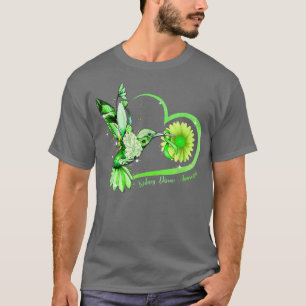 T-shirt Coeur de tournesol Coeur de colibri Ruban vert Kid