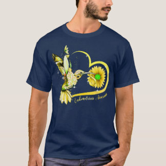 T-shirt Coeur de tournesol de colibri Endomètre de ruban j