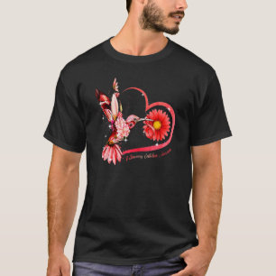 T-shirt Coeur de tournesol de colibri Pulmonaire de ruban