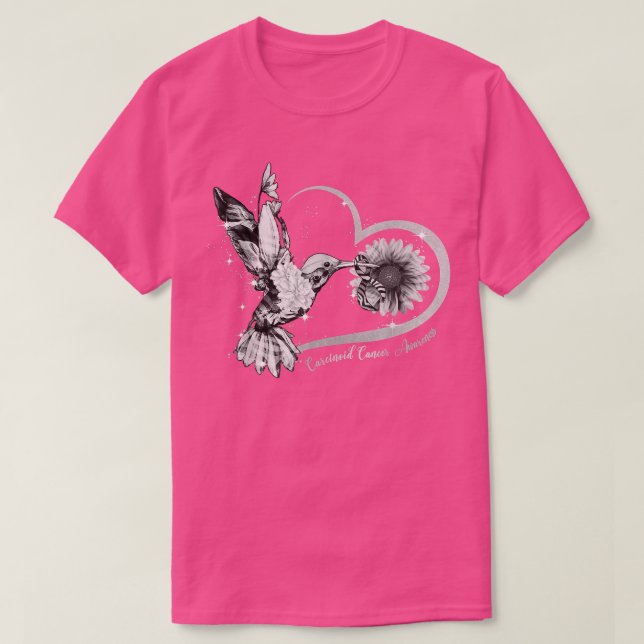 T-shirt Coeur de tournesol de colibri Zebra Ruban Carcinoï (Design devant)